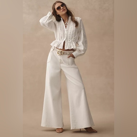 NWT Size L - Anthropologie 100% Cotton Ruched Delicate Blouse (NWT US$ 128) - Picture 3 of 15